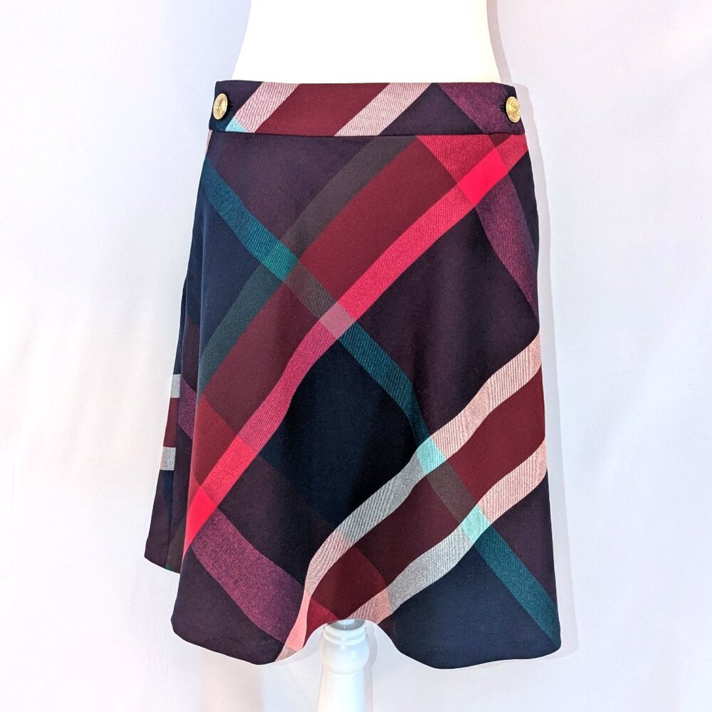Tommy Hilfiger | Tartan Plaid Academia Mini Skirt with Golden Anchor Buttons | 6